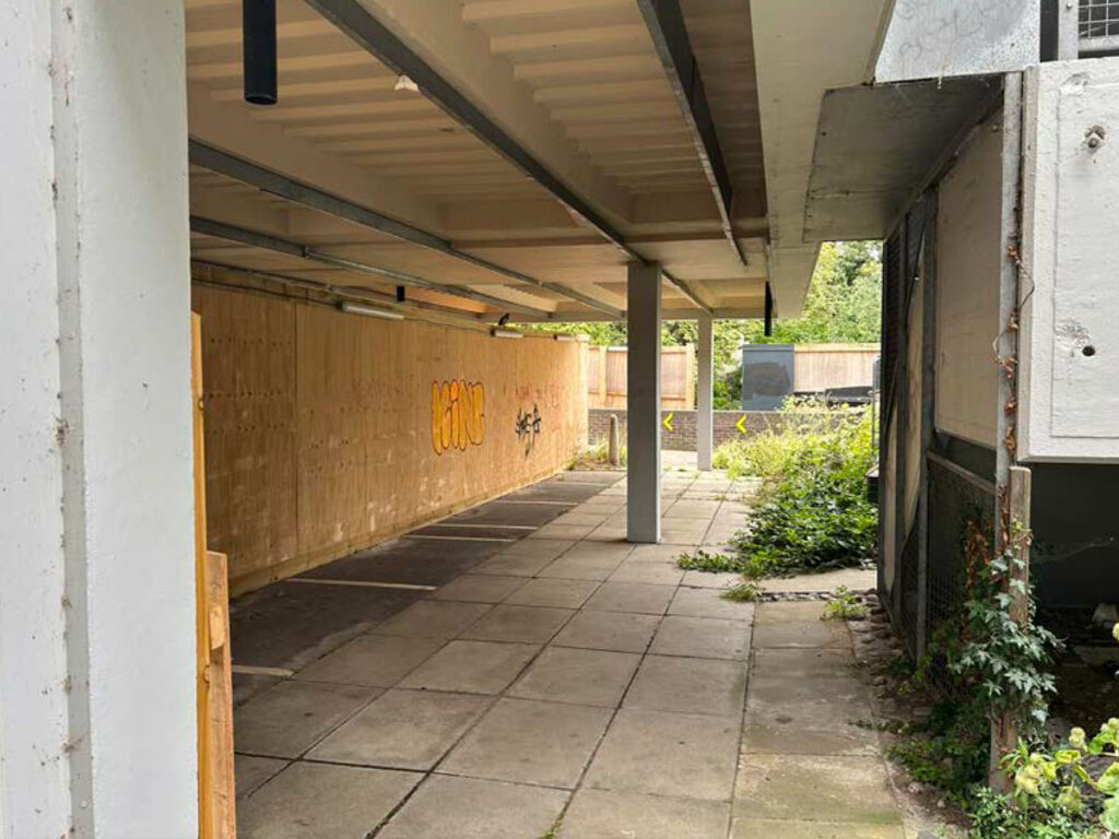 Current view of the path through Century House